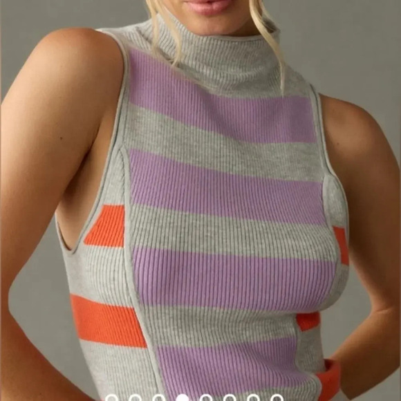 Anthropologie Daily Practice Sleeveless Mock Neck Striped Sweater Dress Size S - Picture 2 of 9
